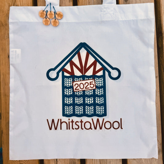 WhitstaWool Souvenir tote bag and stitch markers
