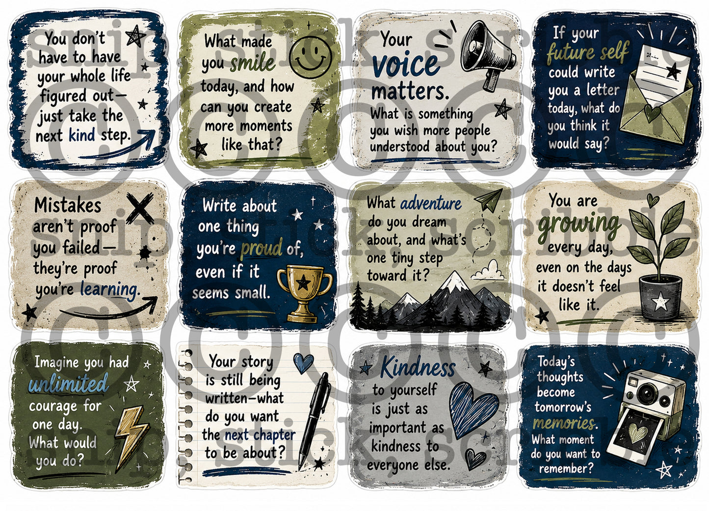 Journal Prompt Stickers - dark