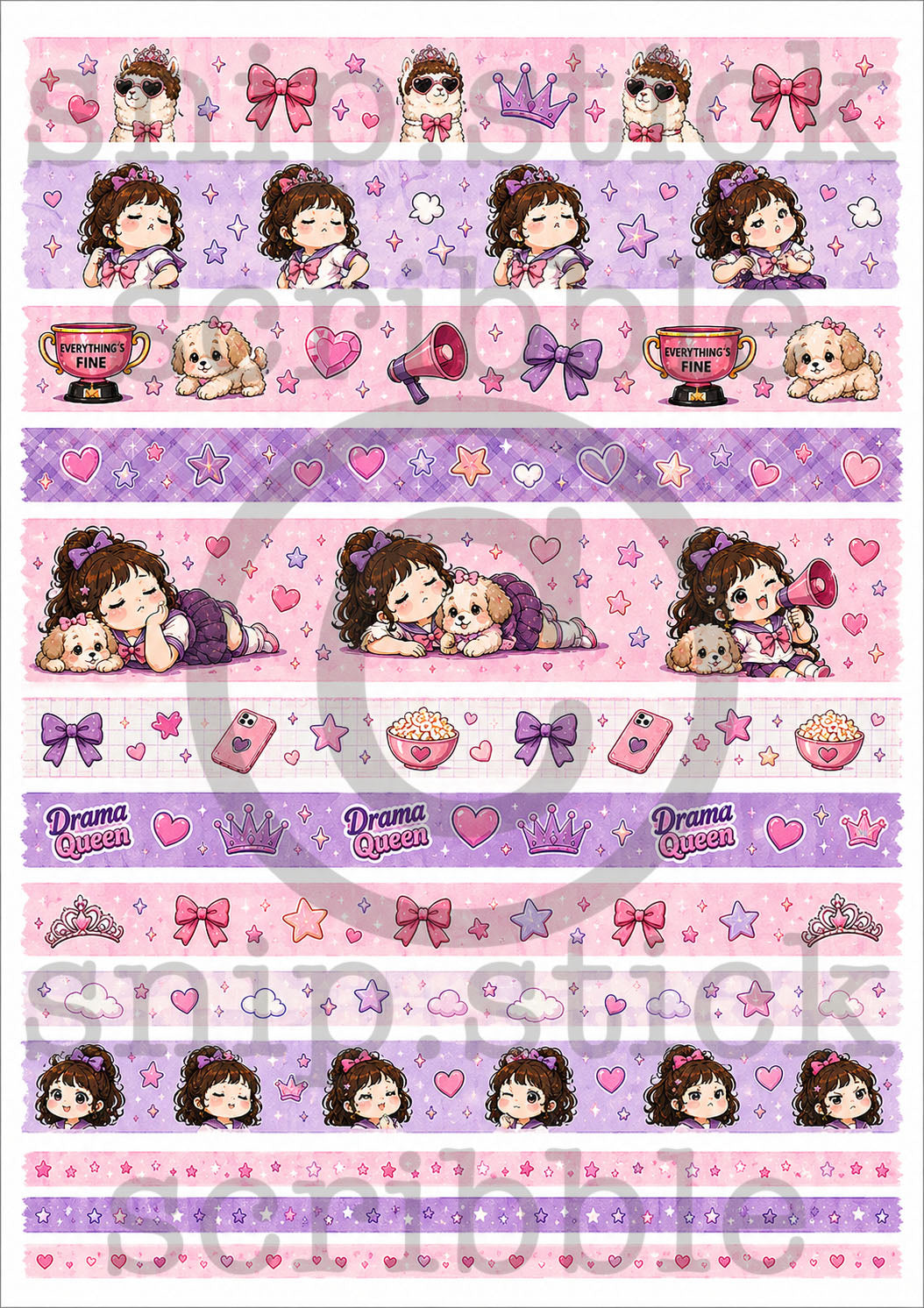 Drama washi strips A4
