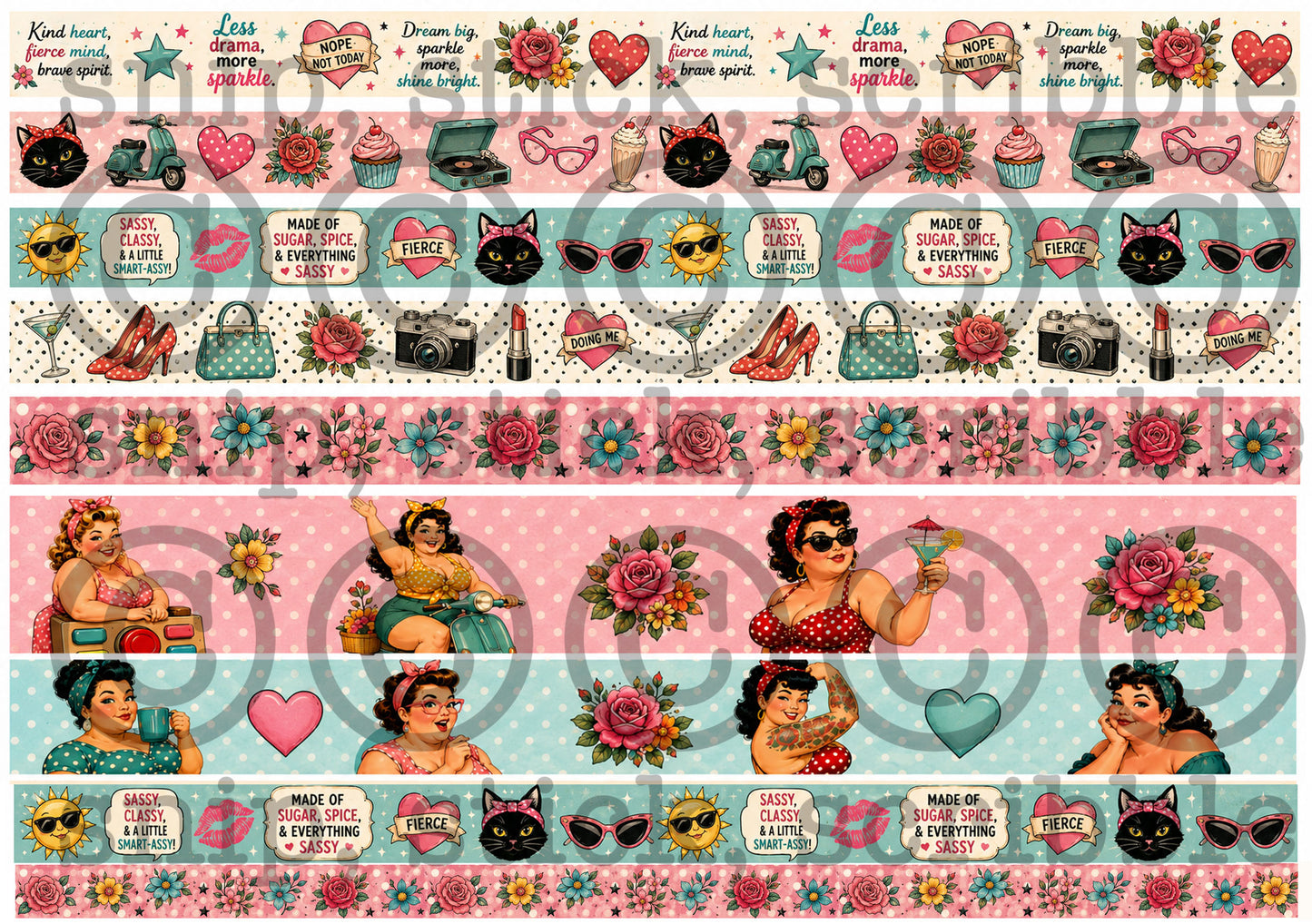 Retro Ladies Washi Strips