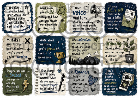 Journal Prompt Stickers - dark