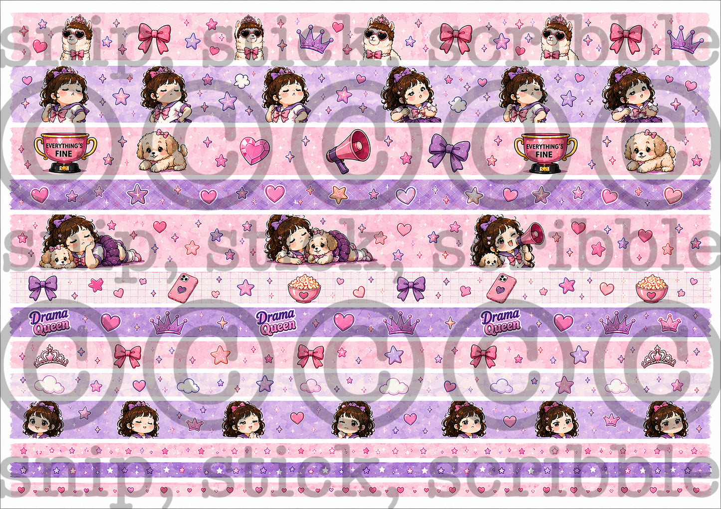 Drama washi strips long