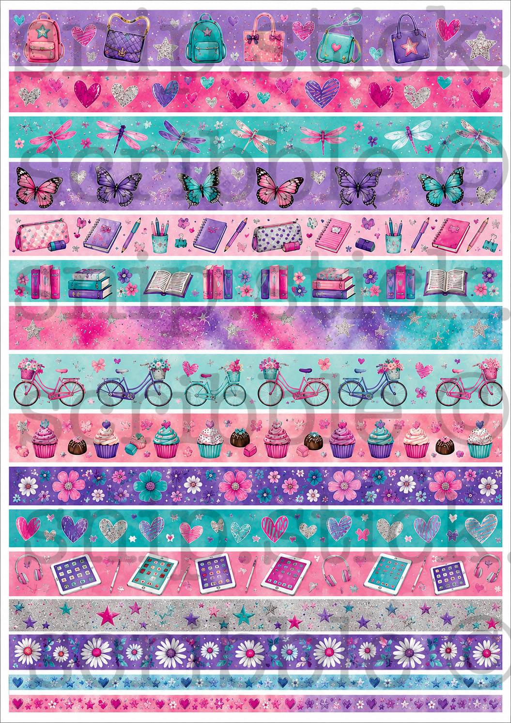 Girl Stuff Bright Washi Tape Strips
