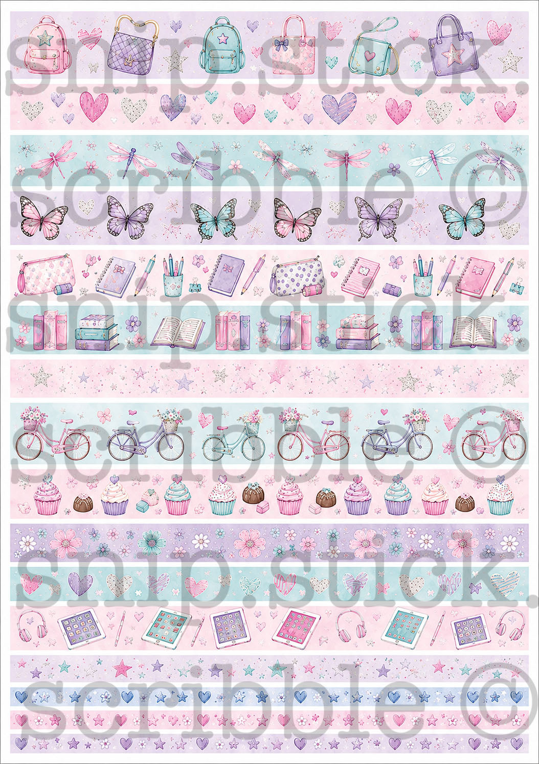 Girl Stuff Pastel Washi Tape Strips