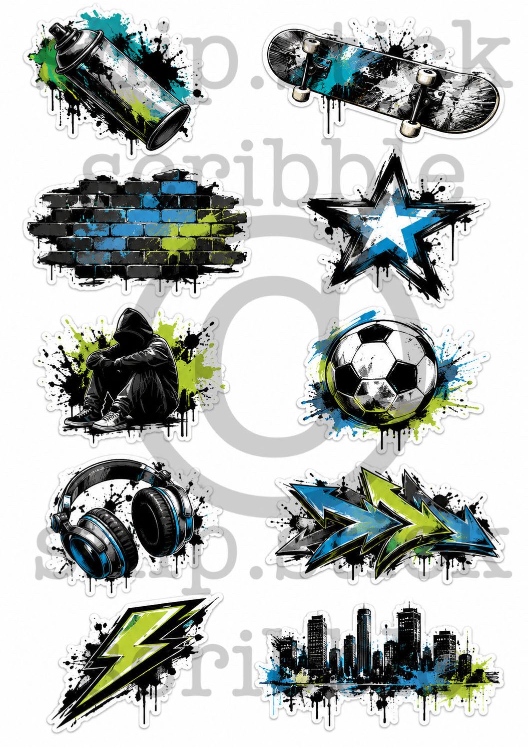 Green Graffiti Stickers