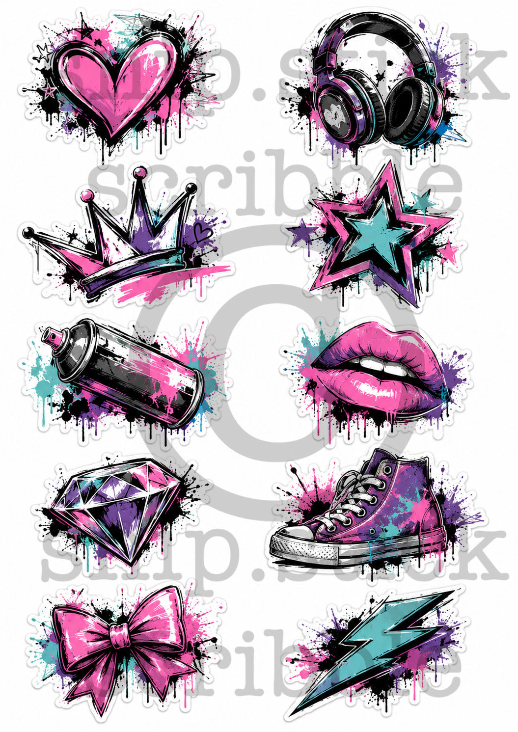 Pink Graffiti Stickers