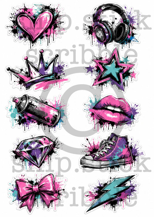 Pink Graffiti Stickers