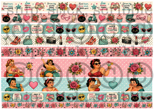 Retro Ladies Washi Strips