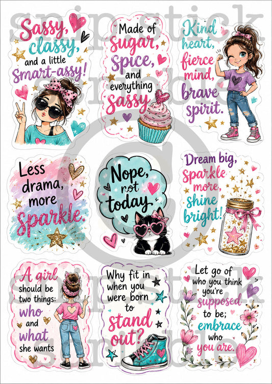 Sassy Girl Stickers A4