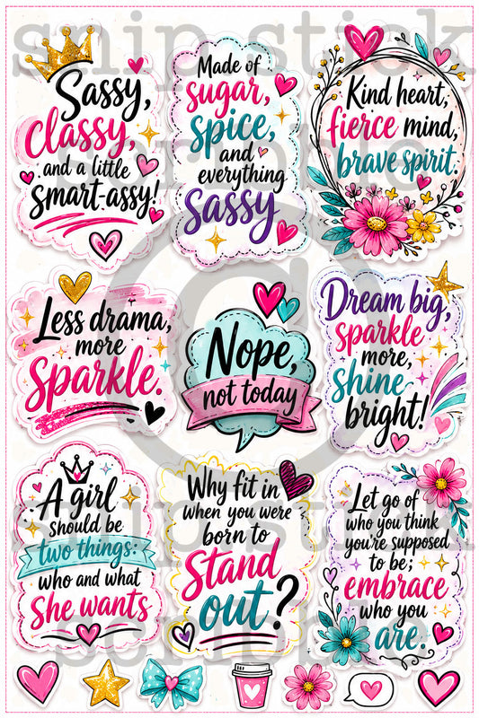 Sassy Sayings Stickers A4