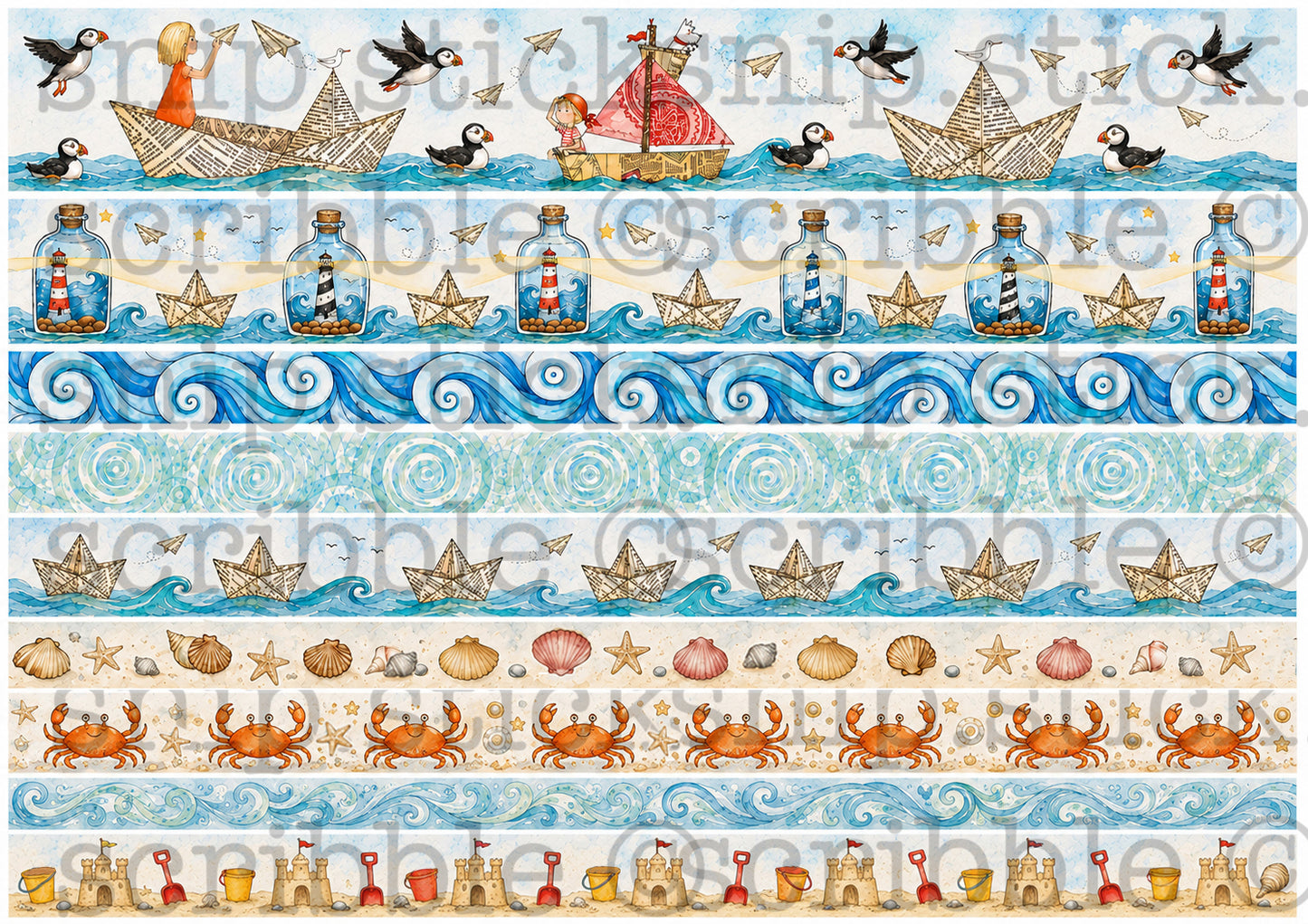 Seaside Paper Boats Washi Strips