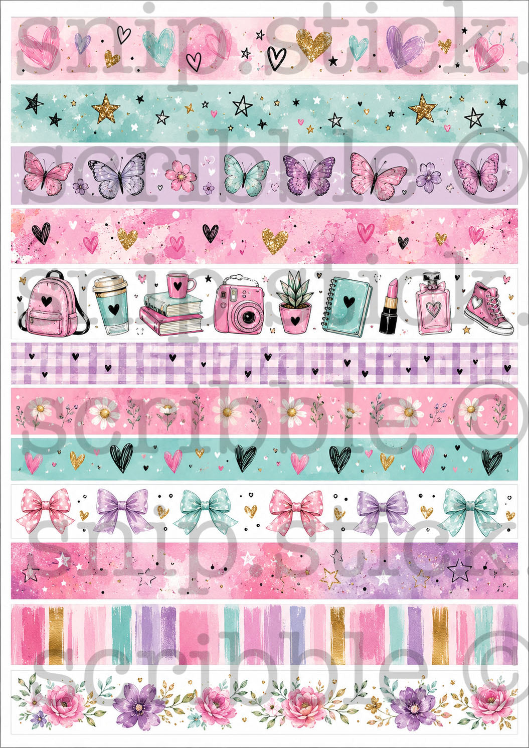 Bows & Stars Washi Tape Strips